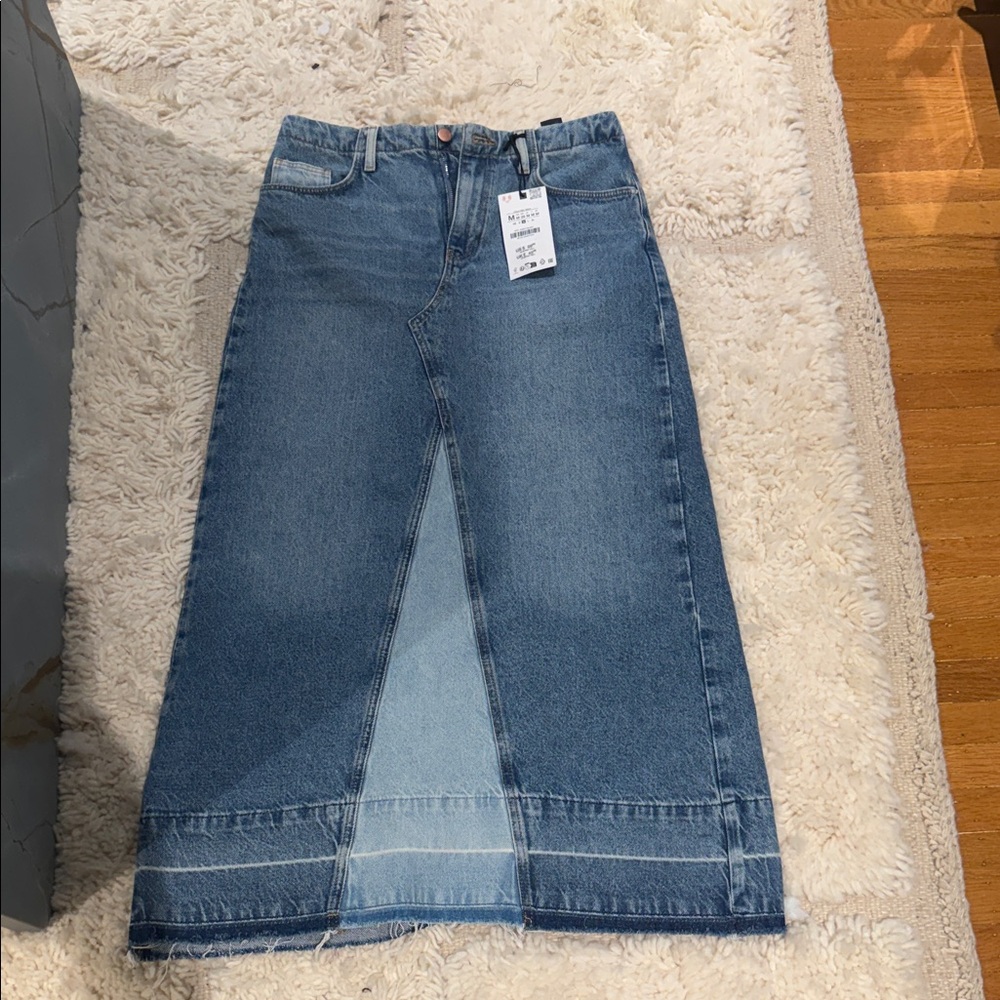 NWT Zara Women’s Midi Patchwork Jean Skirt
